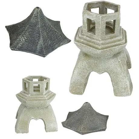 Asian Temple Pagoda Lantern Statue: Set of Medium and Large