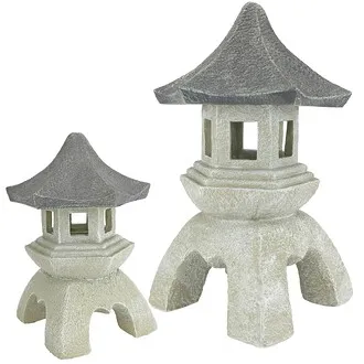Asian Temple Pagoda Lantern Statue: Set of Medium and Large