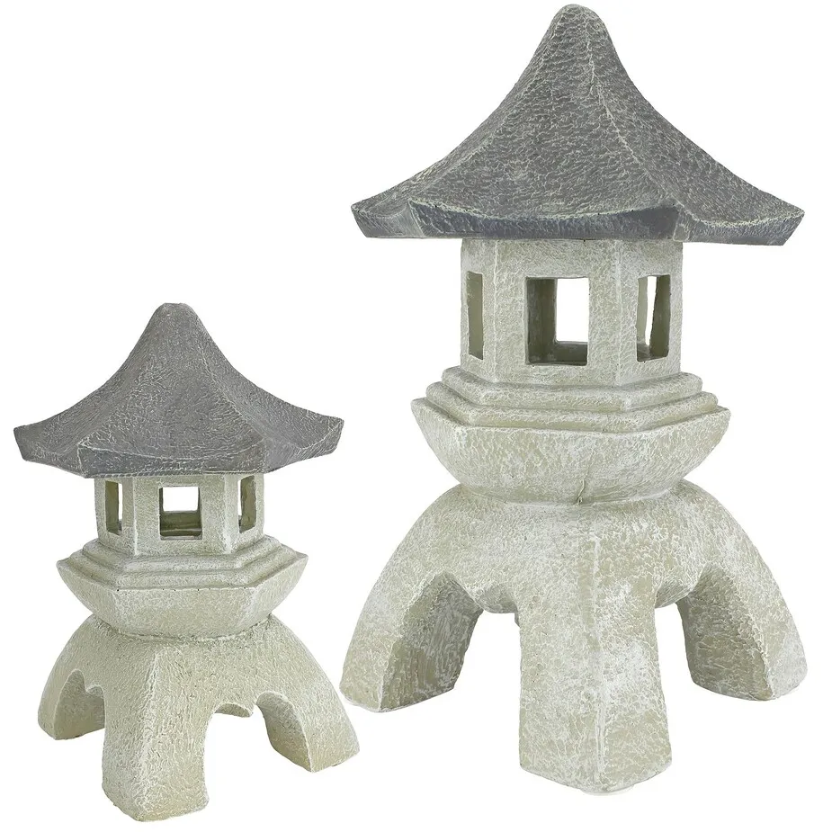 Asian Temple Pagoda Lantern Statue: Set of Medium and Large
