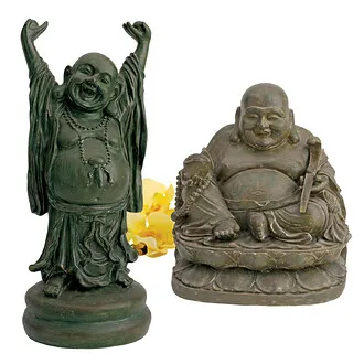 Jolly Hotei and Laughing Buddha Sanctuary Statue Set