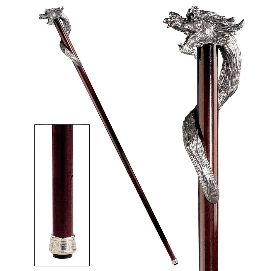 The Padrone Collection: Staff of Saint George Pewter Walking Stick