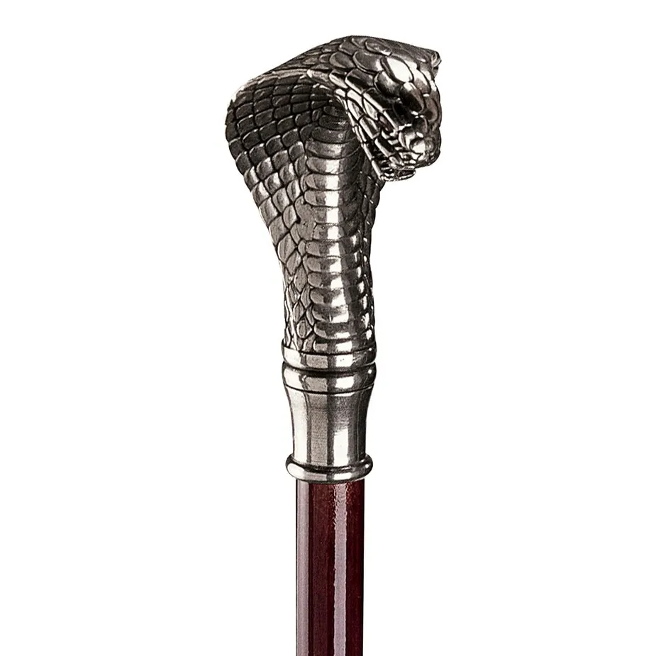 The Padrone Collection: Cobra Pewter Walking Stick