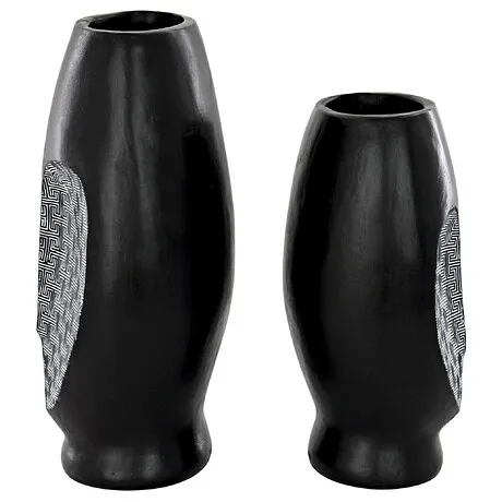 Contemporary Cubist African Mask Sculptural Vase Set