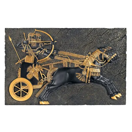 Assyrian Horse Drawn War-Chariot Wall Sculpture