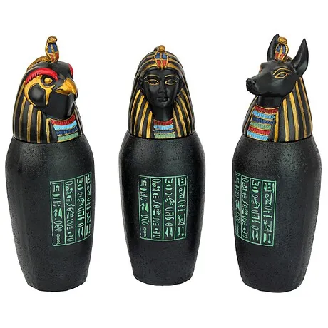 The Three Egyptian Canopic Jars of the Pharaoh's Tomb