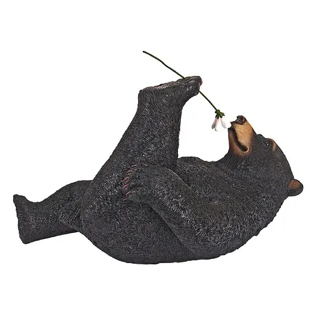 Smell the Flowers Black Bear Garden Statue