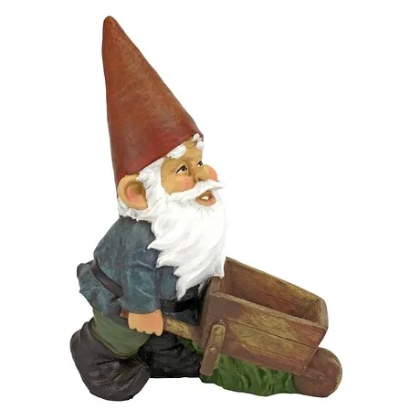 Wheelbarrow Willie Garden Gnome Statue