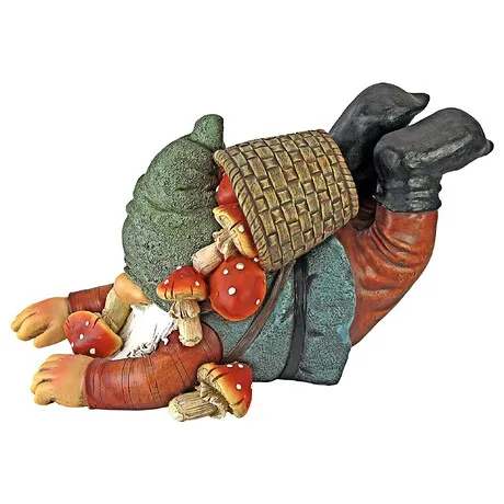 Clumsy Karl the Mushroom Hunter Gnome Statue