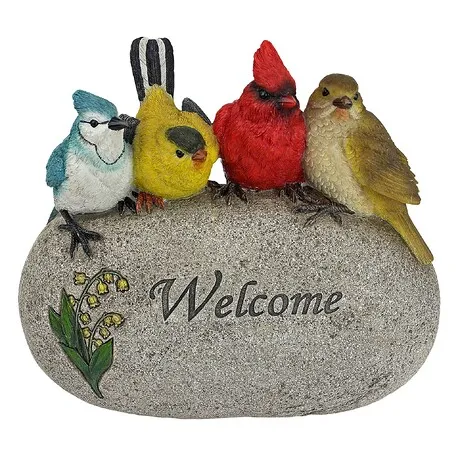 Birdy Welcome Garden Stone Statue: Medium