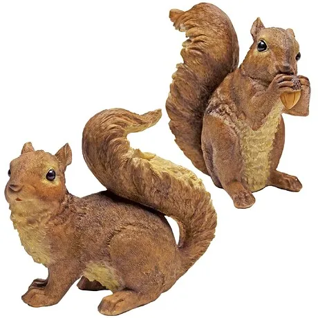 Scamper and Chomper the Woodland Squirrel Statues: Set of Two