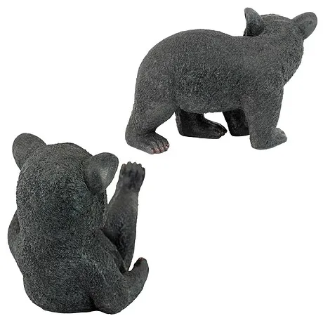 Roly-Poly Black Bear Cub Statues: Set of Two