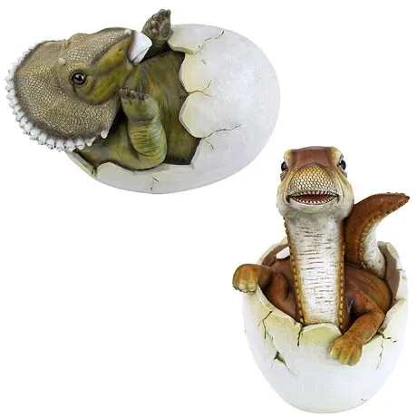 Jurassic Dinosaur Egg Hatchling Garden Statues