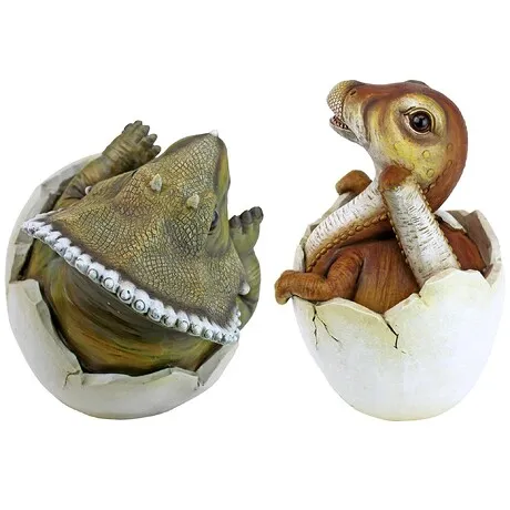 Jurassic Dinosaur Egg Hatchling Garden Statues