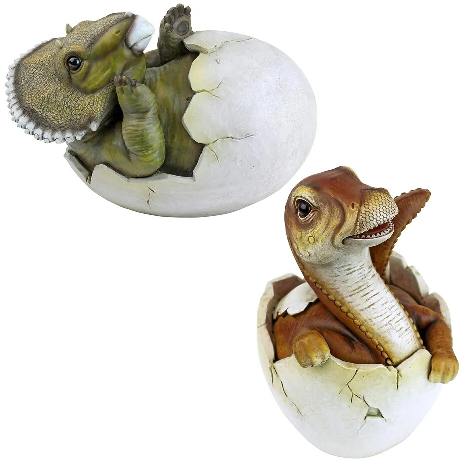 Jurassic Dinosaur Egg Hatchling Garden Statues
