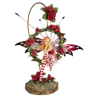 Radiant Rose Dangling Fairy Sculpture with Stand