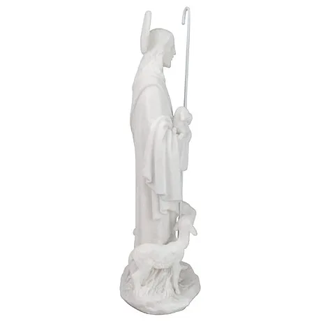 Jesus the Good Shepherd Marble Resin Statue: Desktop