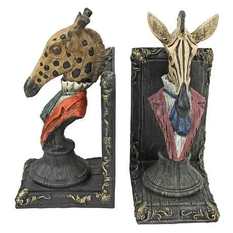 Serengeti Soiree Giraffe and Zebra Bookends