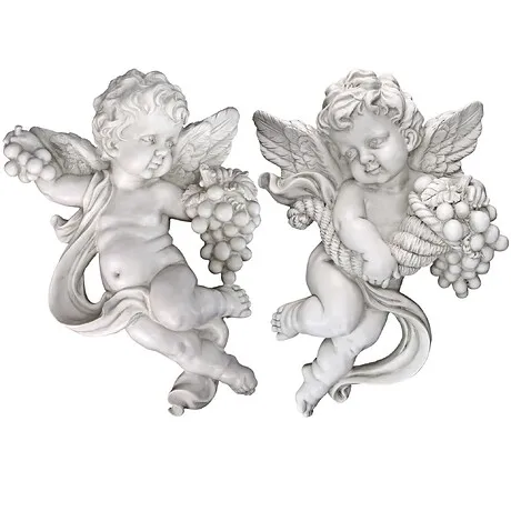 Cherub's Harvest Angel Wall Sculpture Set