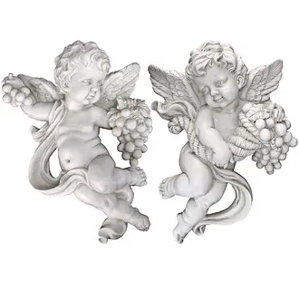 Cherub's Harvest Angel Wall Sculpture Set