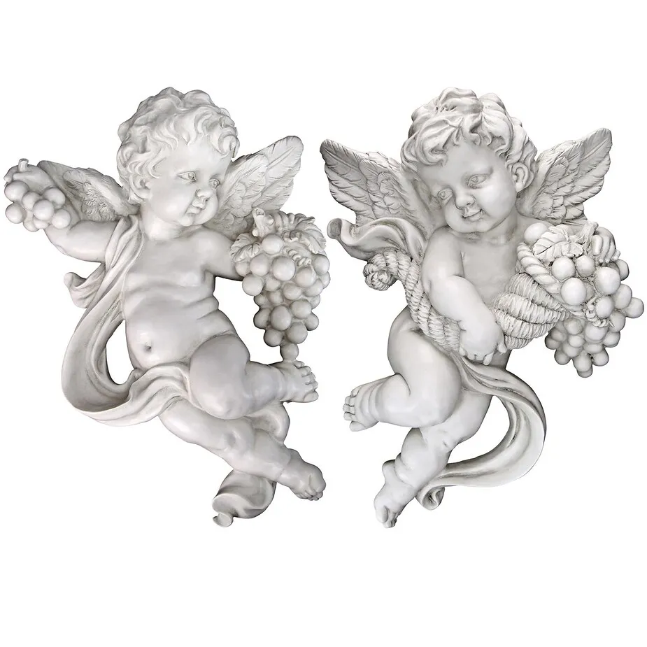 Cherub's Harvest Angel Wall Sculpture Set