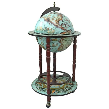 Sixteenth Century Cielo Blue Replica Globe Bar Cabinet