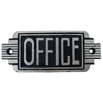 Streamlined Art Deco Cast Iron Office Door Sign