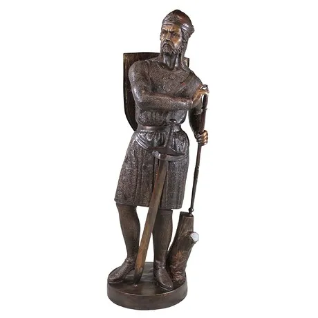 Battle Ready, Medieval Soldier Cast Bronze Garden Statue
