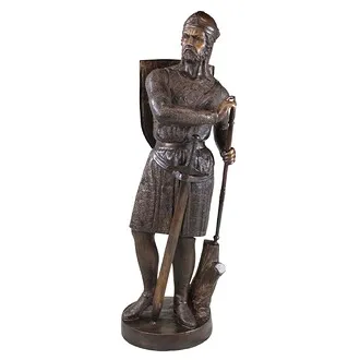 Battle Ready, Medieval Soldier Cast Bronze Garden Statue