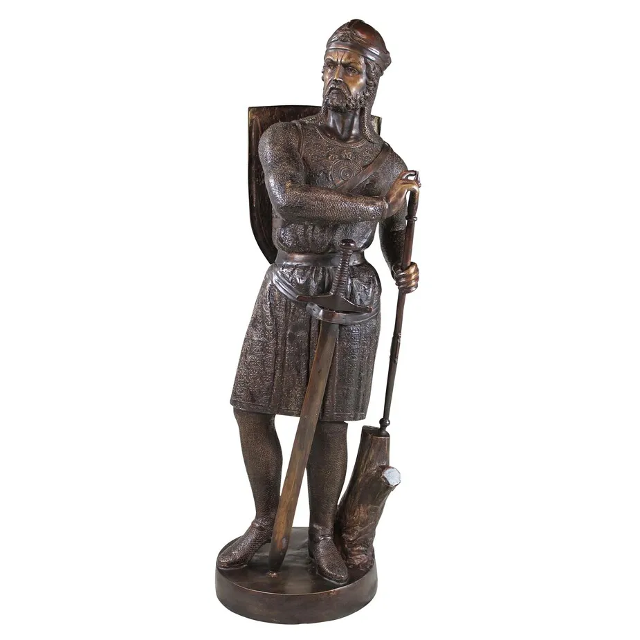 Battle Ready, Medieval Soldier Cast Bronze Garden Statue