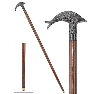 Dolphin Derby Handled Solid Hardwood Walking Stick