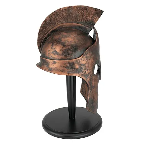 Greek Spartan Helmet Statue on Museum Mount