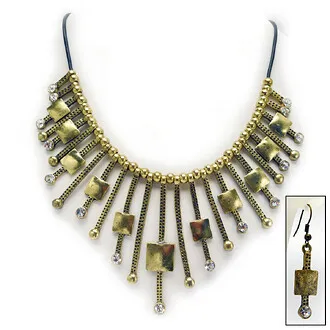Glamorous Gal Art Deco Necklace and Earrings Ensemble