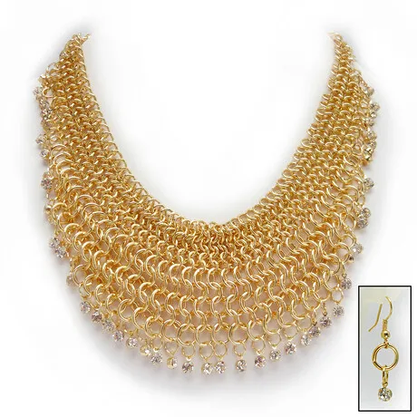 Joan of Arc Chainmail Necklace and Earrings Ensemble