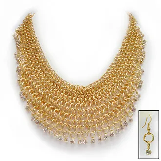 Joan of Arc Chainmail Necklace and Earrings Ensemble