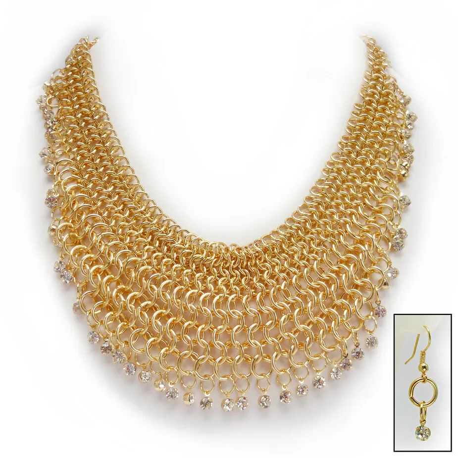 Joan of Arc Chainmail Necklace and Earrings Ensemble